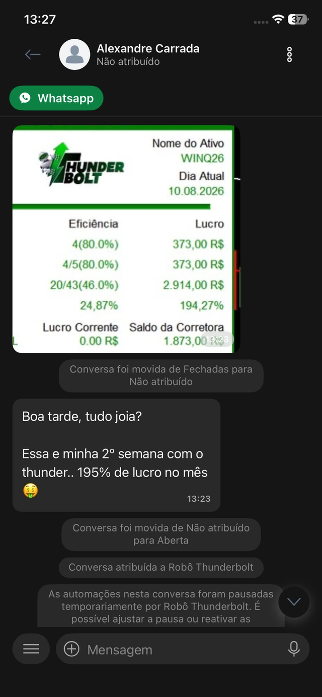 Relato compartilhado por cliente Thunderbolt 5