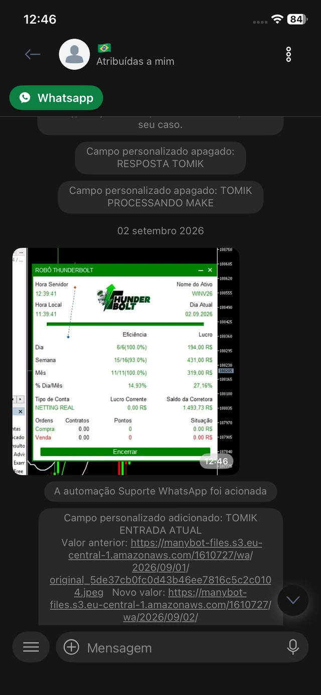 Relato compartilhado por cliente Thunderbolt 11